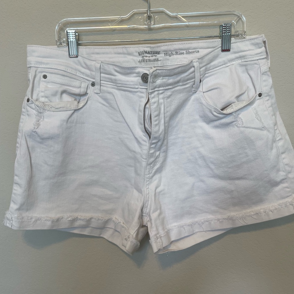 Signature by Levi Strauss White High Waist Shorts
